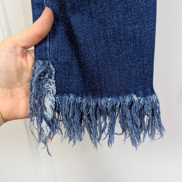Free People | Blue Distressed Skinny Jeans Frayed Hem Size W27 - Picture 4 of 11